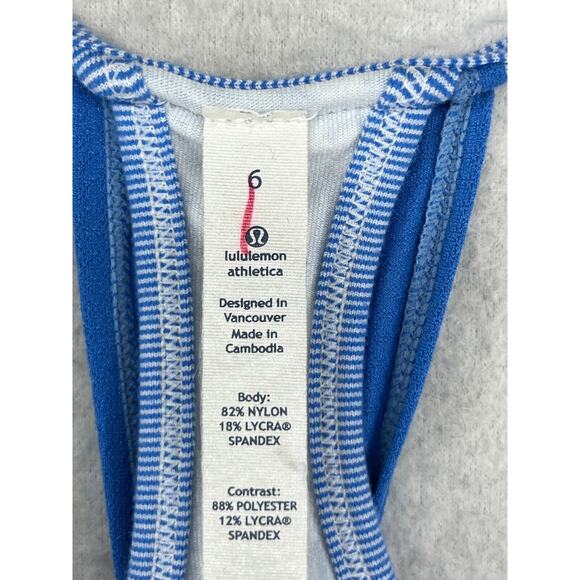 LULULEMON Tank Top 6 M No Limits Racerback Circle Mesh Shelf Bra Yoga Gym Blue - Picture 7 of 12